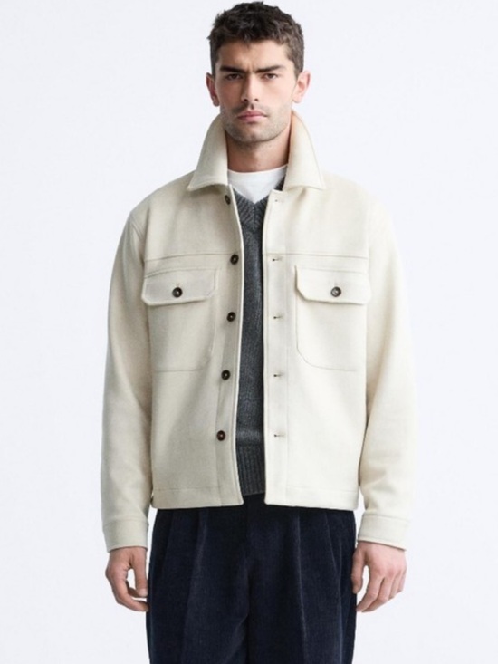 Madewell Other - Madewell NWT Boiled Wool Men's Cream Button-Up Shirt Jacket XS